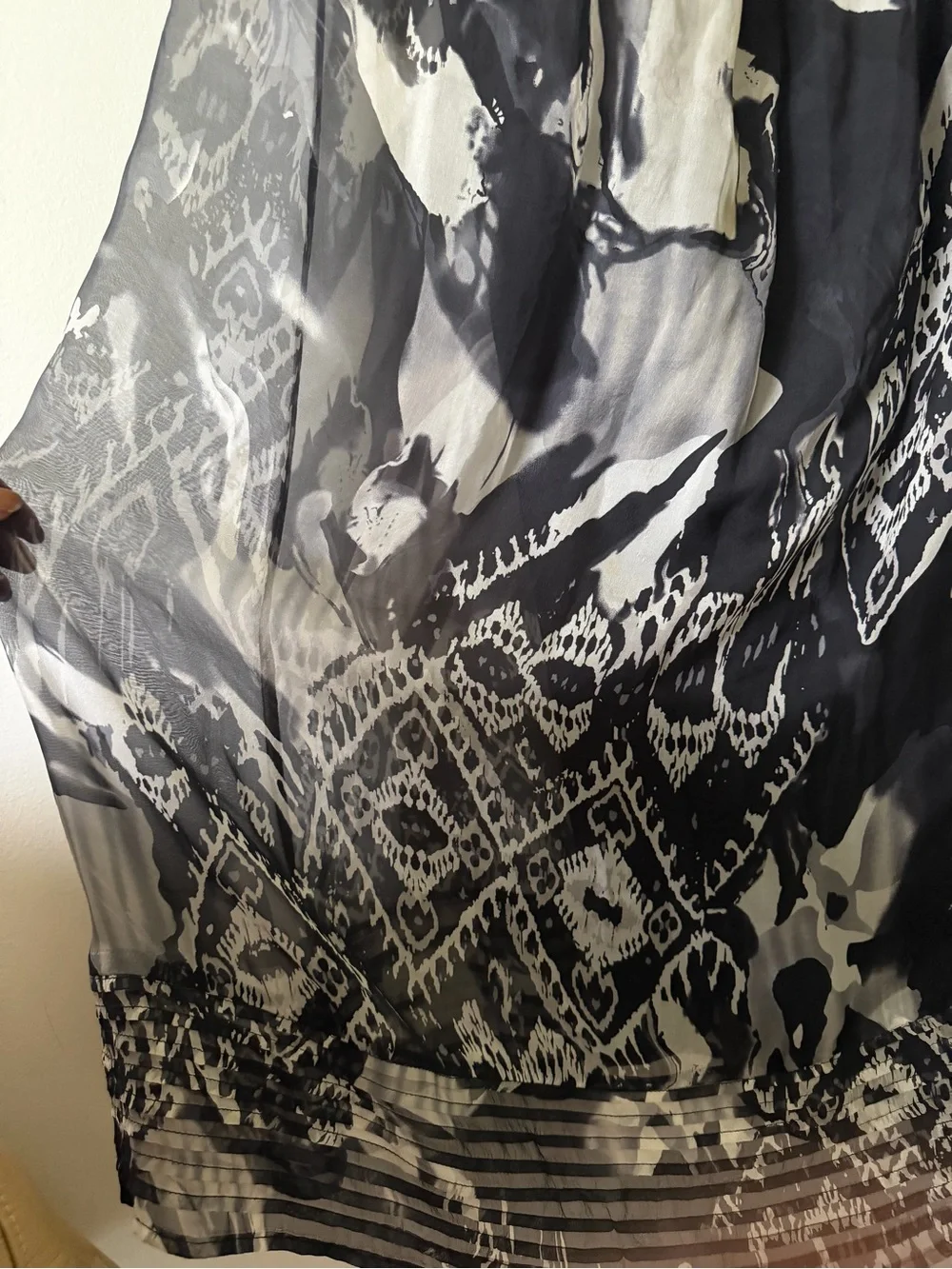 MM Couture Silk Maxi Dress Strapless Flowy Black and White - Picture 3 of 8
